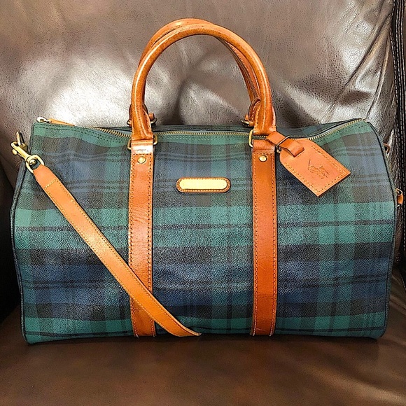 Ralph Lauren Handbags - RALPH LAUREN Black Watch Plaid Boston Weekend Travel Duffle Doctors Bag 40cm